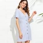 Shein Single Breasted Knot Sleeve Dress
