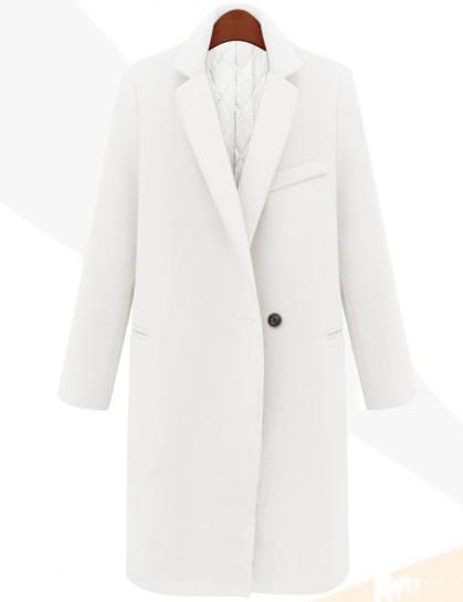 Shein White Lapel Single Button Long Coat