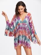 Shein Abstract Print V-neckline Kaftan Cover Up