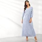 Shein V Neck Striped Longline Dress