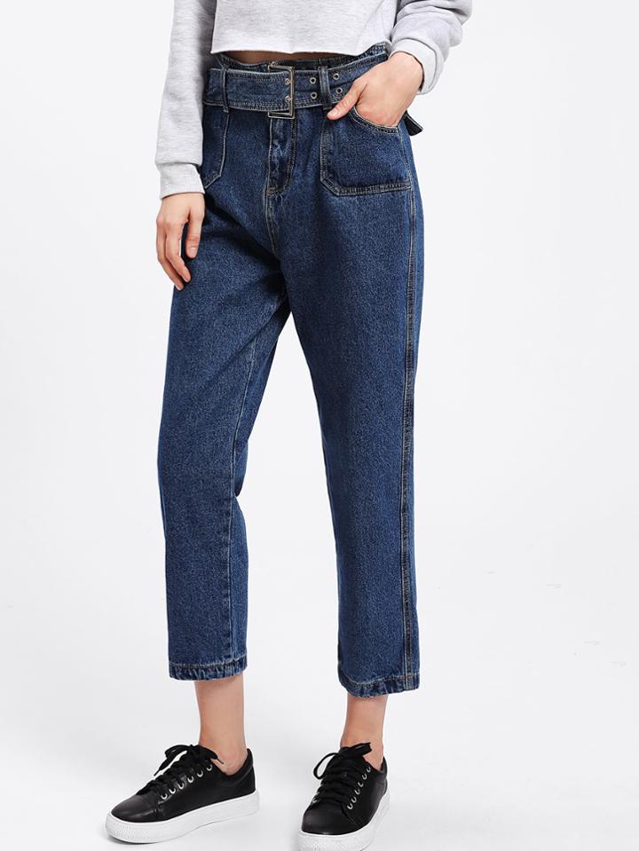 Shein Dual Pocket Straight Jeans