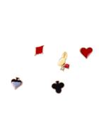 Shein Gold Tone Poker Design Geo Stud Earring Set