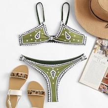 Shein Geometric Print High Cut Bikini Set