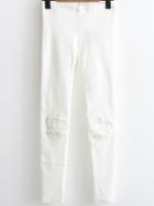 Shein White Crown Embroidery Skinny Leggings