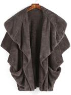 Shein Grey Lapel Batwing Pockets Cape