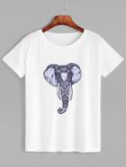Shein Elephant Print T-shirt