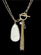Shein New Golden Color Resin Stone Tassel Pendant Necklace