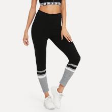 Shein Mesh Panel Striped Leggings