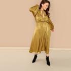 Shein Plus Knotted Plunge Neck Bishop Sleeve Dress