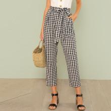 Shein Frill Self Belted Peg Leg Pants