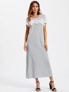 Shein Lace Crochet Contrast Tshirt Dress