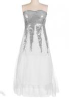 Rosewe High Waist Sequin Decorated Silver Tube Dress