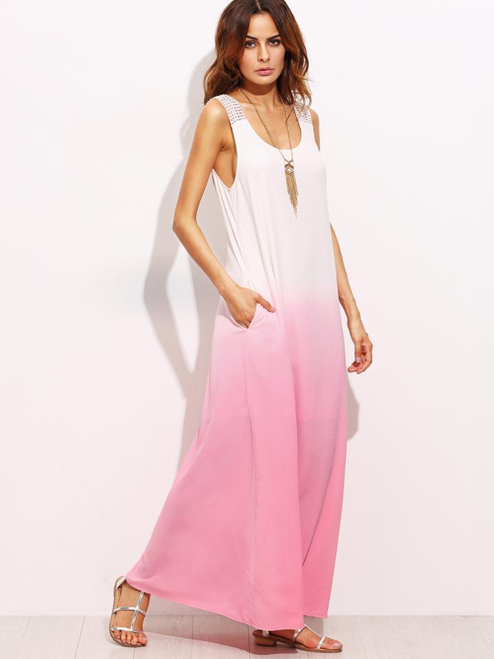 Shein Ombre Tie Back Sleeveless Maxi Dress
