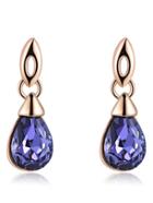 Shein Gold Purple Crystal Drop Earrings