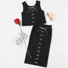 Shein Lace Up Tank Top & Pencil Skirt