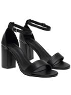 Shein Black Ankle Strap Chunky Heel Sandals