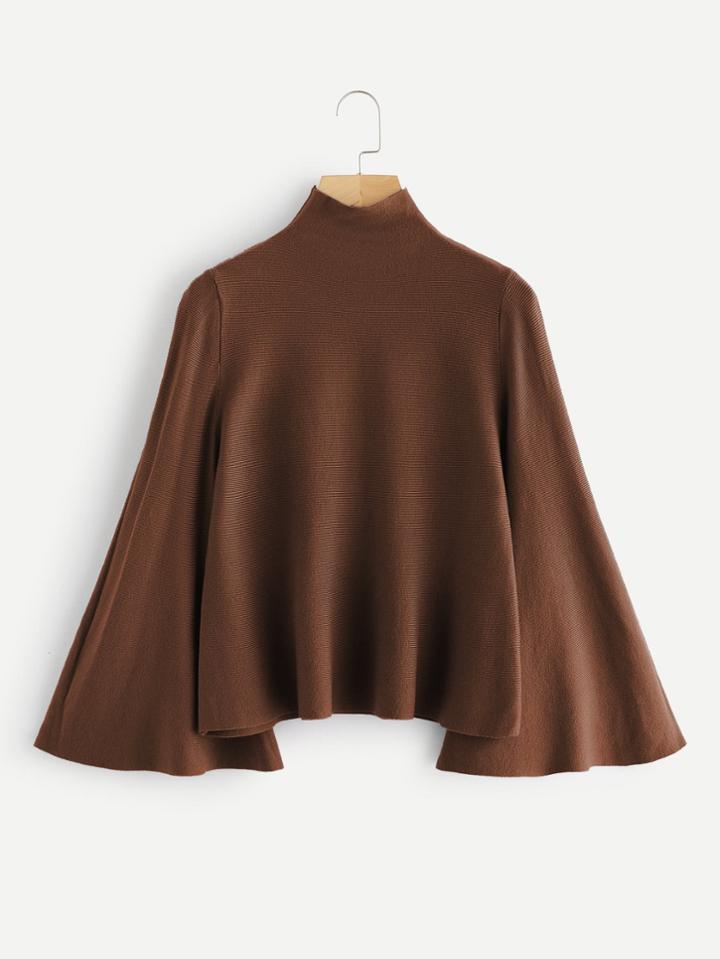 Shein Mock Neck Bell Sleeve Jersey Jumper