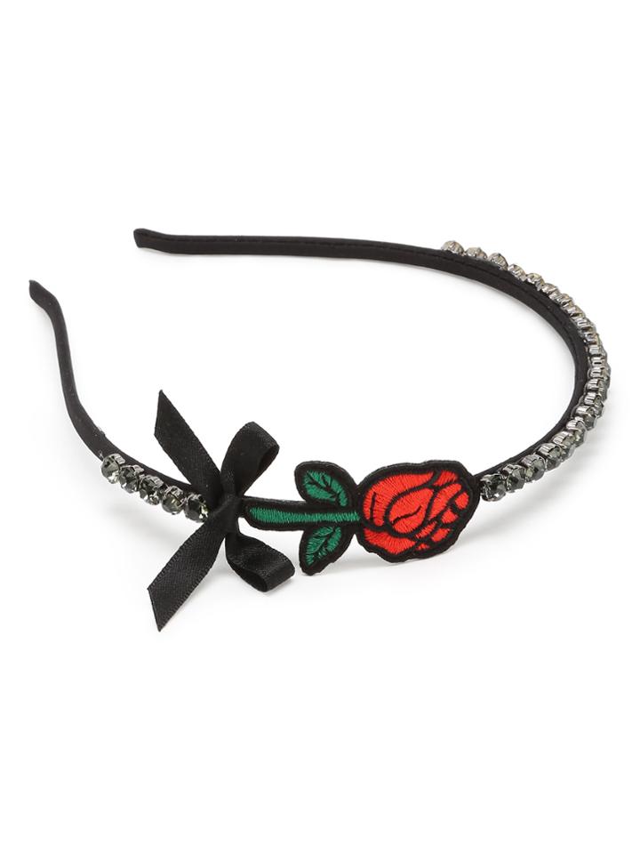 Shein Bow Tie And Rose Design Headband With Rhinestones