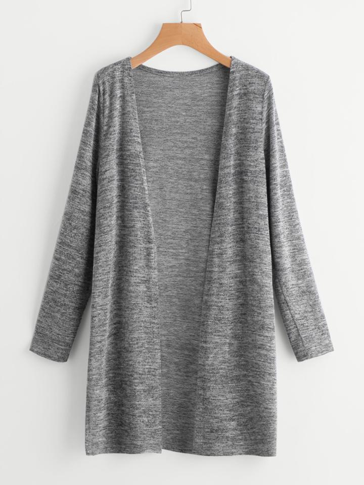 Shein Heather Knit Slit Side Longline Cardigan