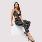 Shein Plunging Neck Grid Cami & Pants Set