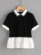 Shein Two Tone Frill Hem Top