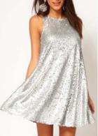 Rosewe Sparkly Silver Sequins Decoration Tank Dress For Women