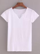 Shein V-cut Neck Welt Pocket T-shirt
