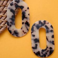 Shein Acrylic Large Leopard Oval Stud Back Earrings