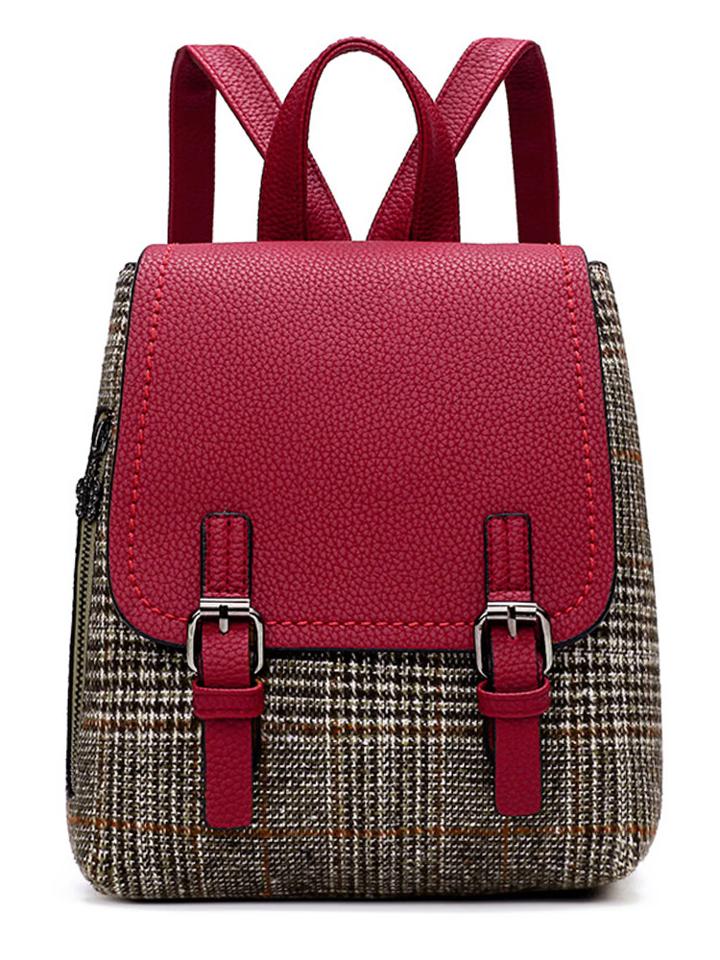 Shein Double Buckle Plaid Backpack