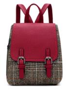 Shein Double Buckle Plaid Backpack