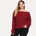 Shein Plus Foldover Front Off Shoulder Sweater