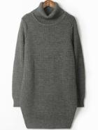 Shein Grey Turtle Neck Long Sleeve Split Sweater