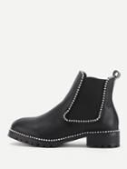 Shein Beads Decorated Pu Ankle Boots