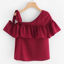 Shein Tie One Shoulder Ruffle Top