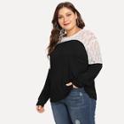 Shein Plus Contrast Lace Tee