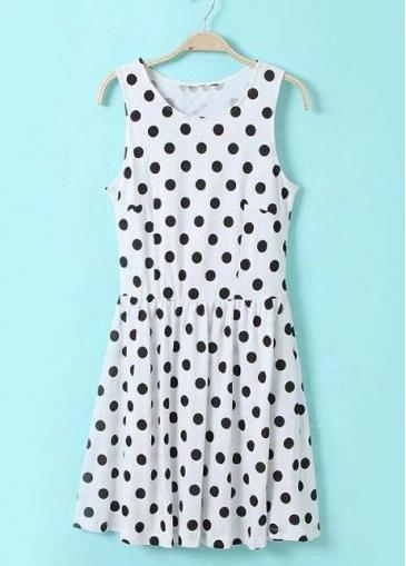 Rosewe Cute Girls Polka Dot Print Sleeveless Skater Dress