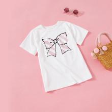 Shein Girls Bow Print Tee
