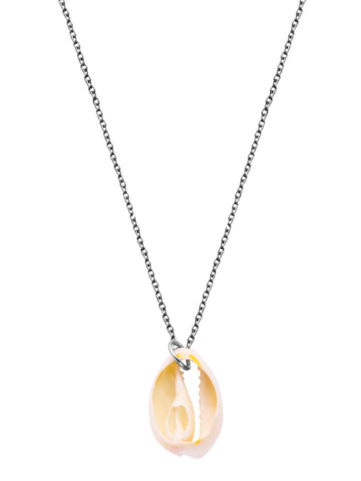 Shein Silver Plated Shell Pendant Link Necklace