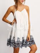 Shein Black Spagettic Strap Flower Embroderied Accent Dress