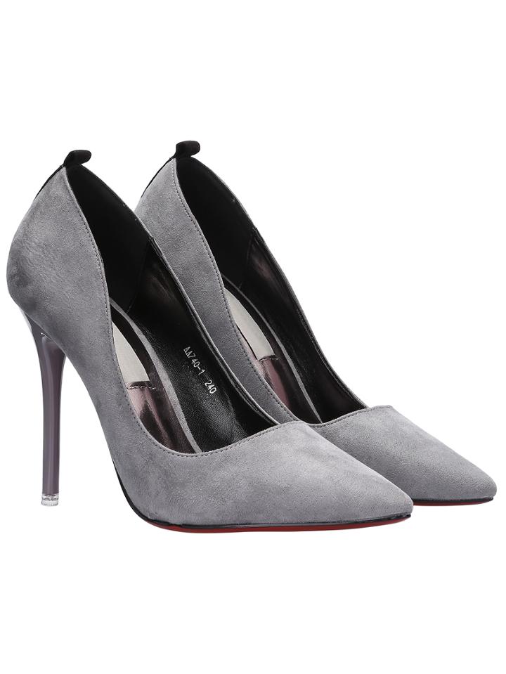 Shein Grey High Stiletto Heel Suede Pumps