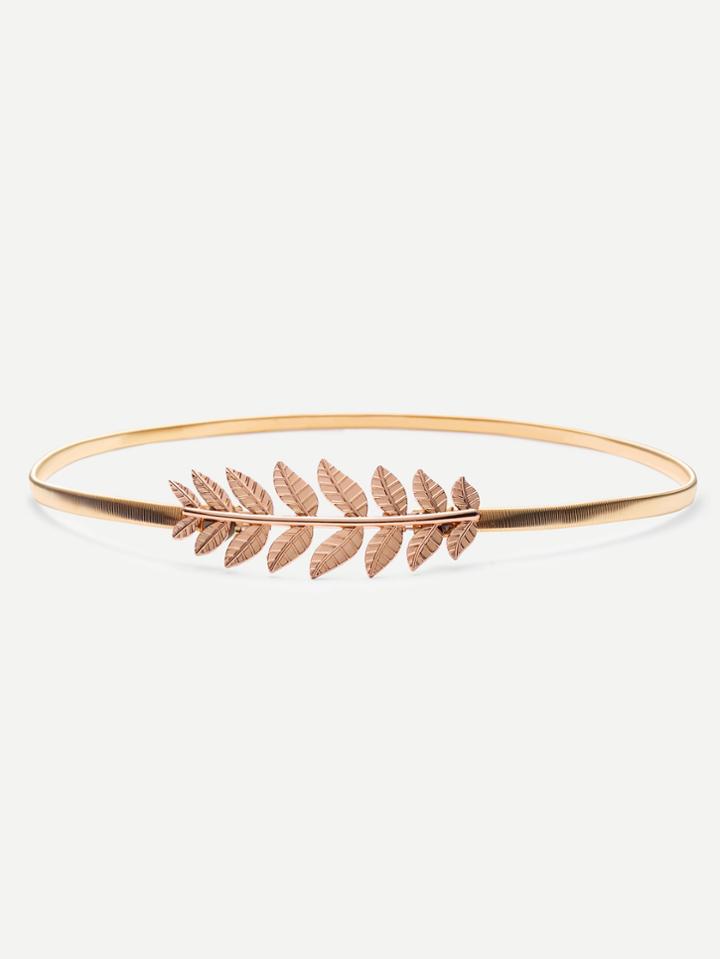 Shein Gold Leaf Metal Elastic Belt