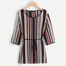 Shein Plus Contrast Tipping Vertical Striped T-shirt