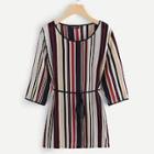 Shein Plus Contrast Tipping Vertical Striped T-shirt