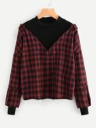 Shein Contrast Checked Blouse