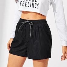 Shein Elastic Waist Drawstring Solid Shorts