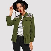 Shein Flap Pocket Peplum Coat