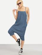 Shein Buttoned Drop Crotch Denim Overall Pants