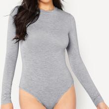 Shein Heather Knit Long Sleeve Tee Bodysuit