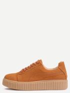 Shein Brown Faux Suede Round Toe Lace Up Rubber Sole Shoes