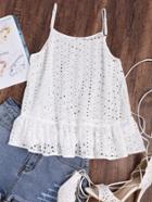 Shein Ruffle Hem Eyelet Embroidered Cami Top